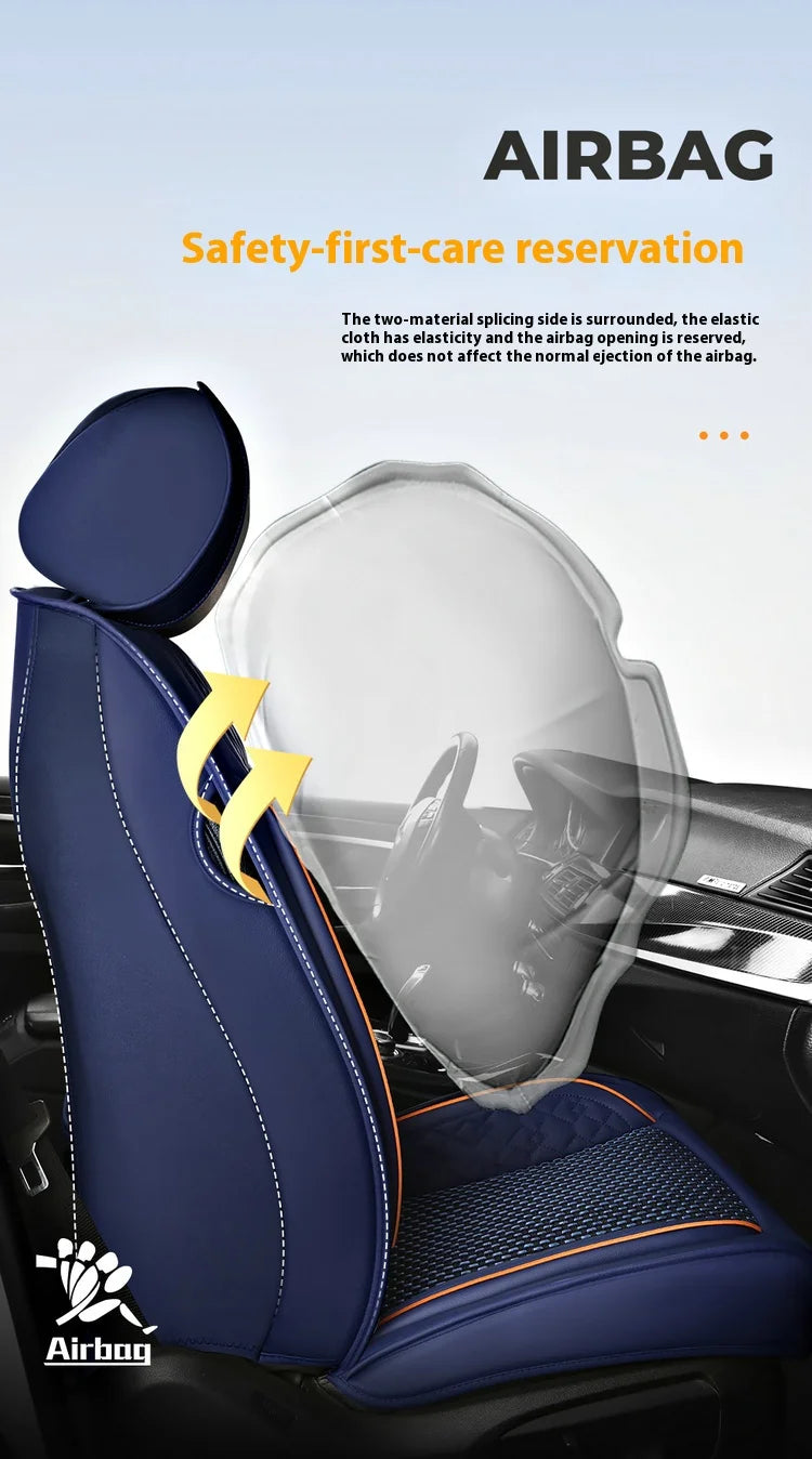 5-Seat Synthetic Leather Car Seat Cover Set with Lumbar Support