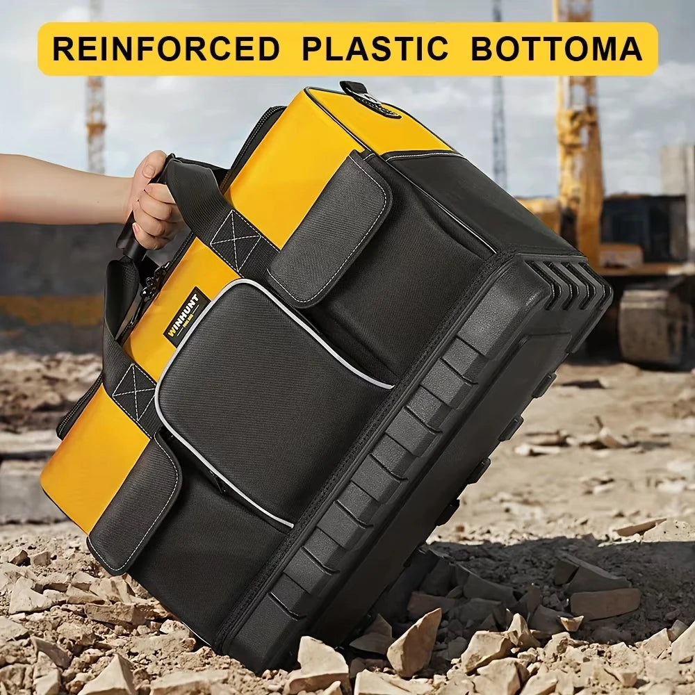 Tool Bag Electrician Tool Storage Bag Hard Bottom Multi-Pocket Tool Tote Durable Waterproof Tool Organizer With Shoulder Strap