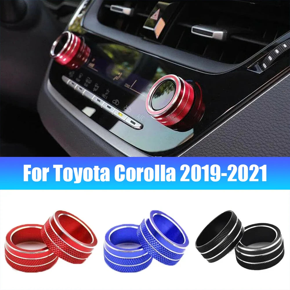 Luxury Aluminum AC Knob Trim Cover Set for Toyota Corolla 2019-2021