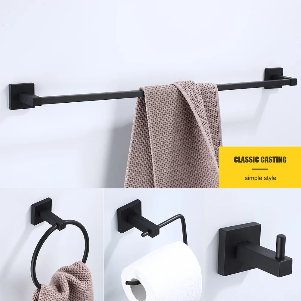 Bathroom Hardware Accessories Towel Rack Toilet Paper Dispenser Holder Wall Coat Hooks Towel Rail Ring Roll Hanger Set