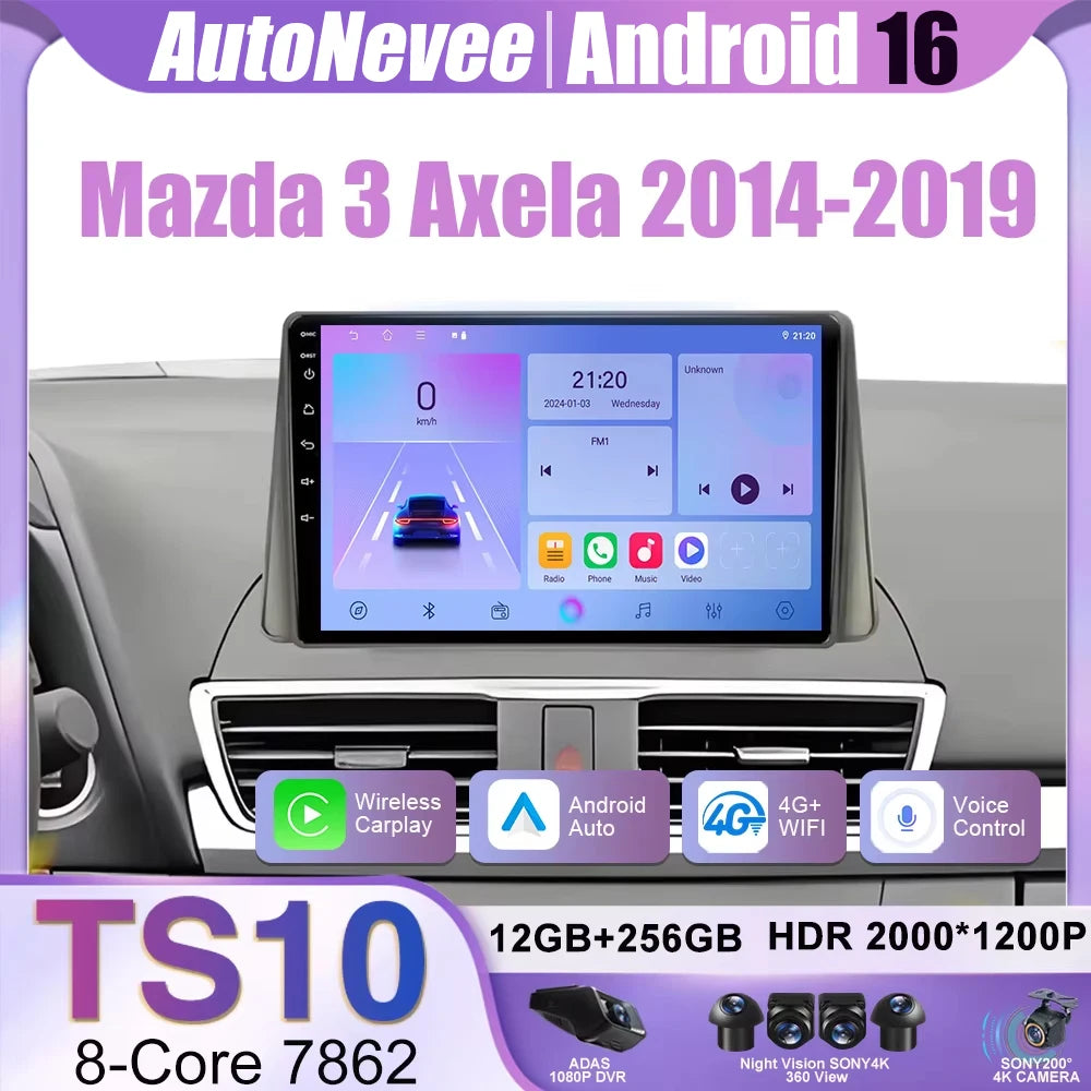 Mazda 3 Android Car Radio 2014-2019 with GPS, CarPlay & Bluetooth