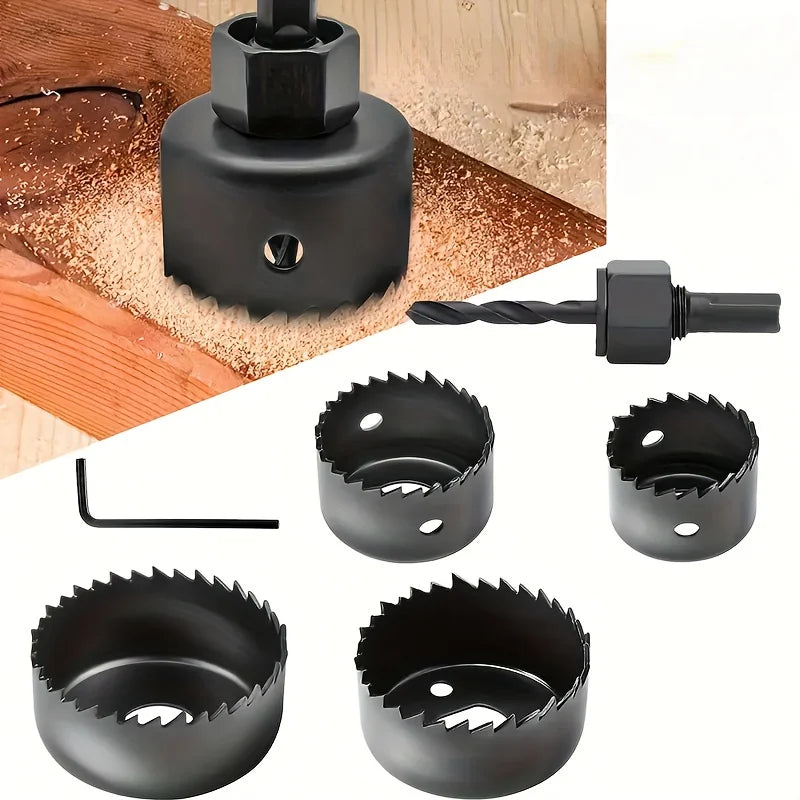 6-Piece Carbon Steel Hole Saw Kit – Wood, PVC & Plastic
