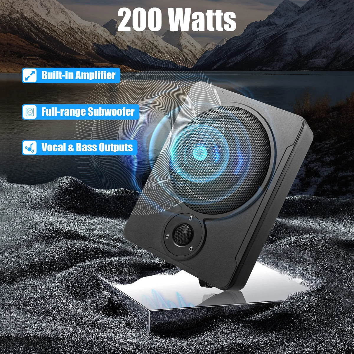 8 Inch 200W Slim Under-Seat Powered Subwoofer