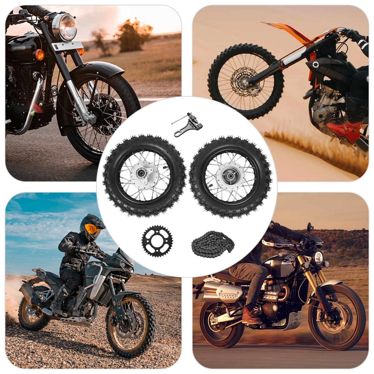2.5-10 Dirt Bike Wheel Set with Sprocket for CRF50 & KLX110 - image 7