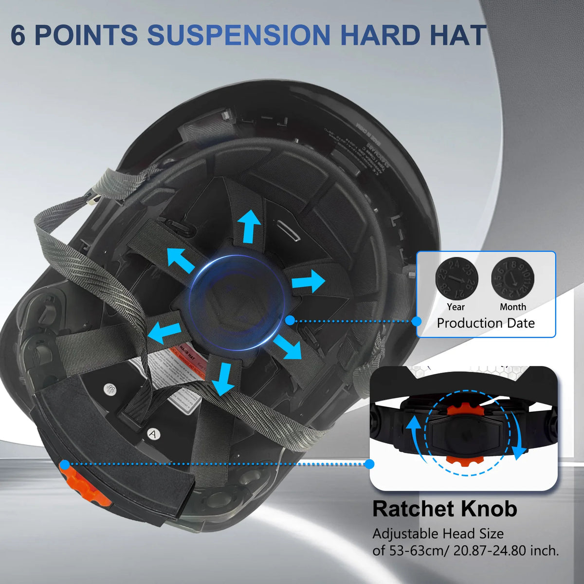Construction Safety Helmet ABS Hard Hat Adjustable Ventilation System Hardhats Industrial Work Head Protection ANSI/ISEA Z89.1