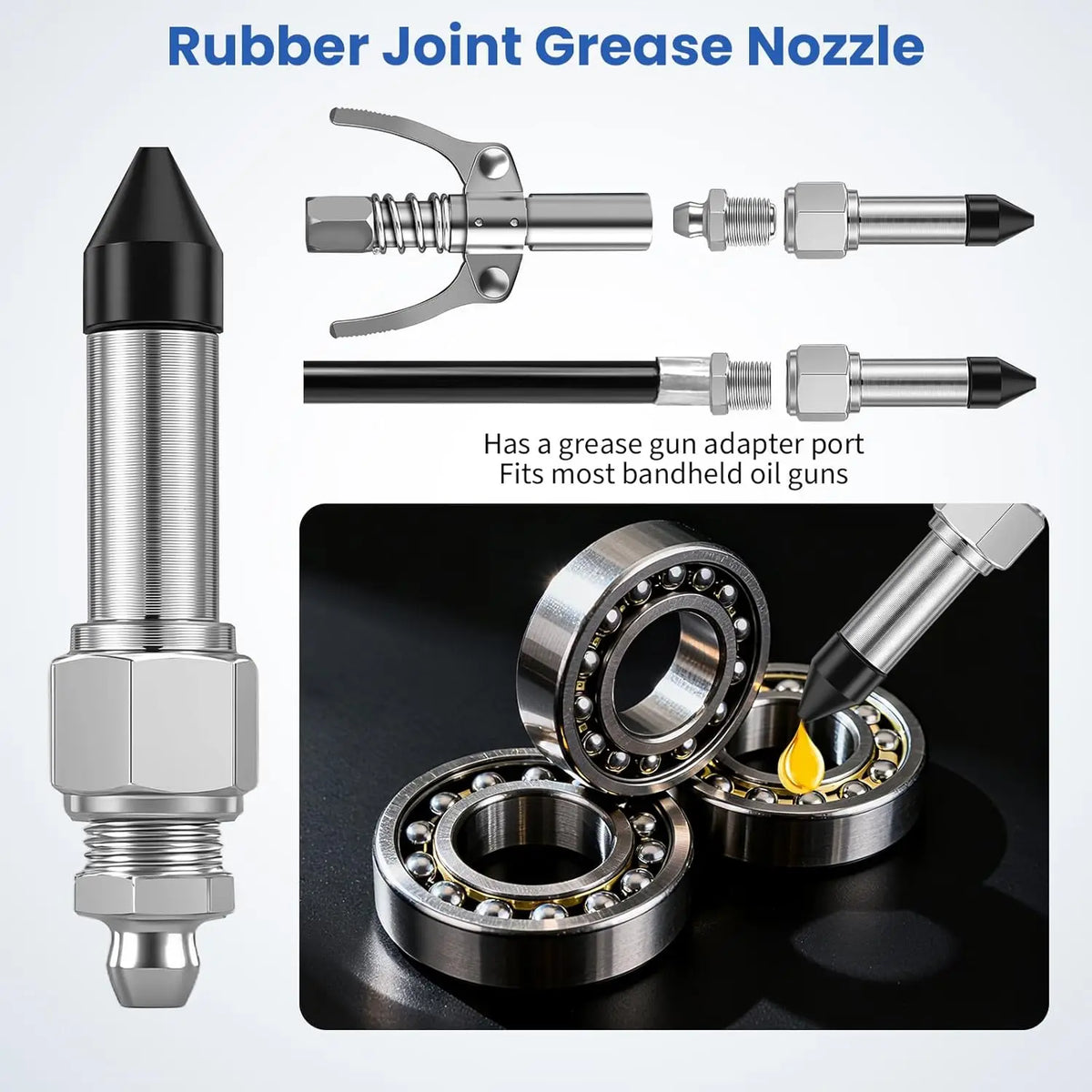7PCS Grease Gun Needle Tips Accessories Kit Set Mini Needle Dispenser Rubber Joint Nipple Straight Nozzle Coupler Elbow Fittings