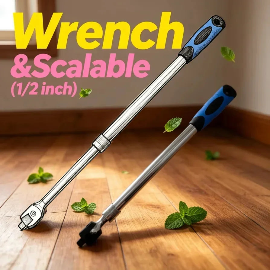 1/2-Inch Drive Heavy Duty Breaker Bar 450-600mm Telescopic Torque Wrench for Car Repair