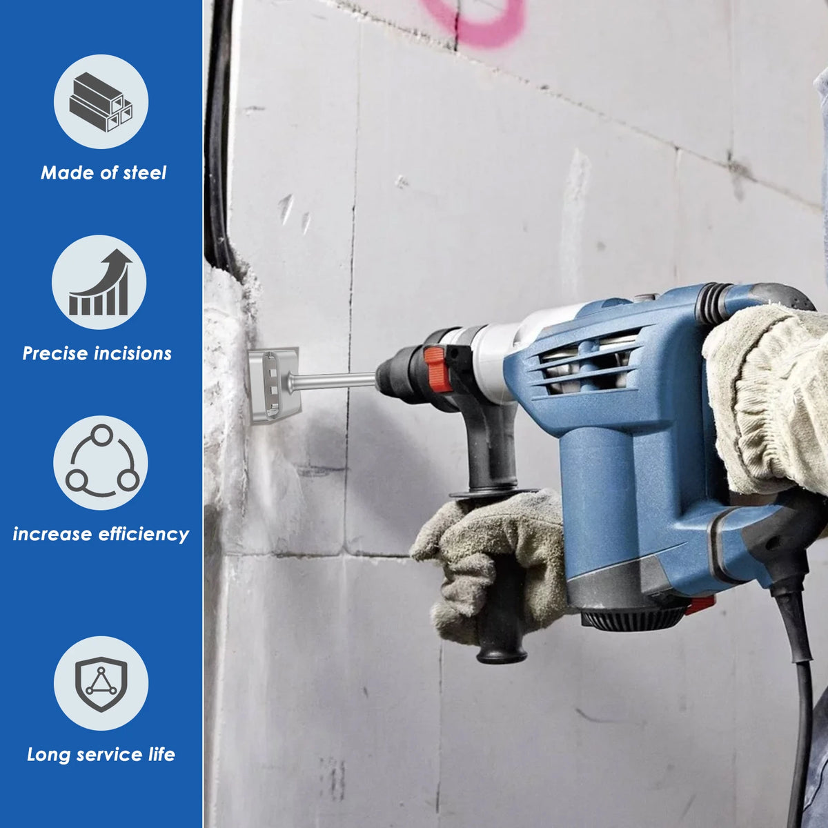 SDS Plus Square Hole Opener for Electrical Box - Rotary Hammer - image 9