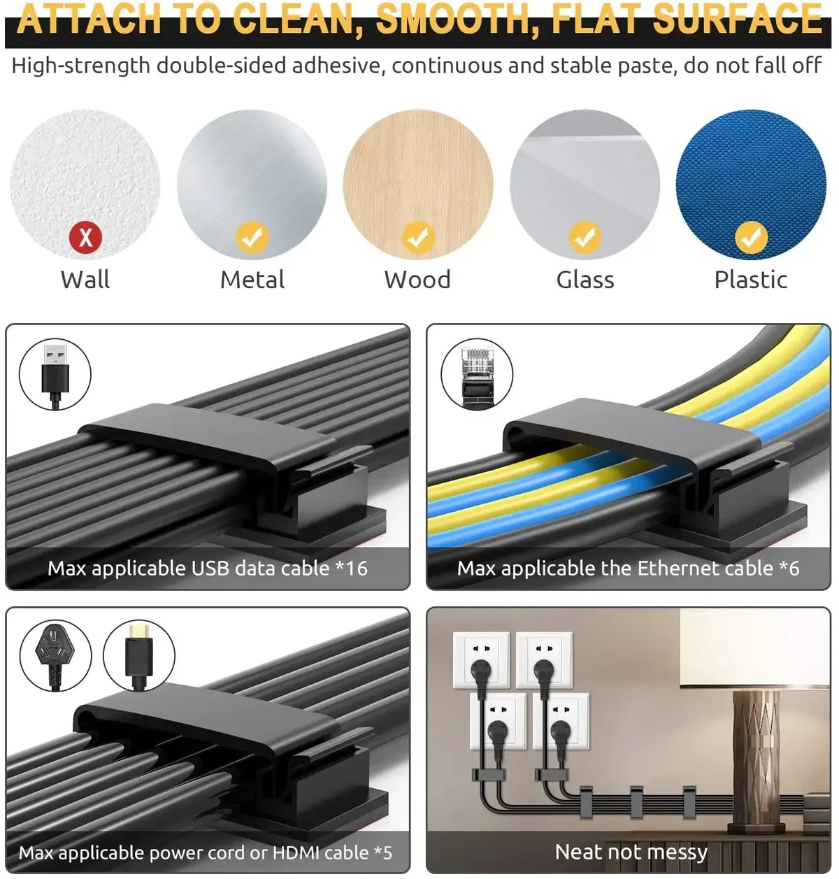 Self-Adhesive Cable Manager Clamp – Wire Winder Clips