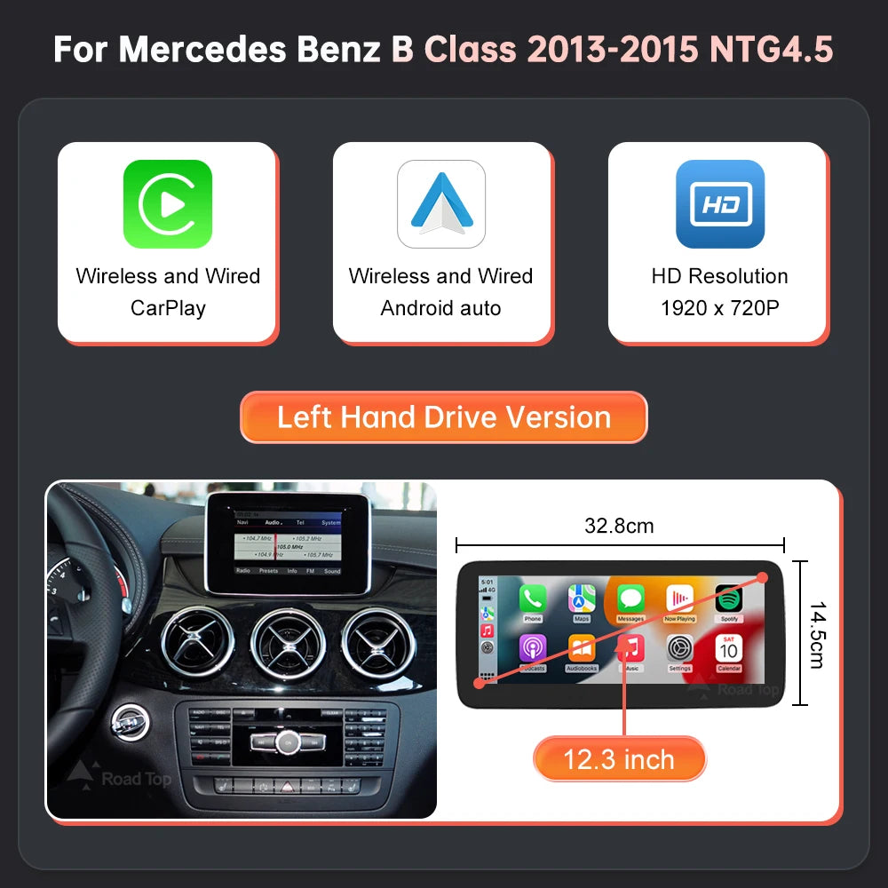 RoadTop Wireless CarPlay Android Auto 10.25" Screen for Mercedes - image 8