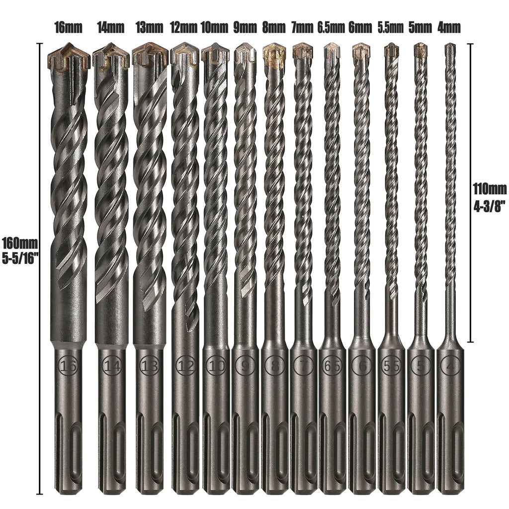 Extended Cross Electric Hammer Drill 110-500mm SDS Plus Through Wall Reinforced Concrete Hard Alloy Four Blade Impact Drill Bit