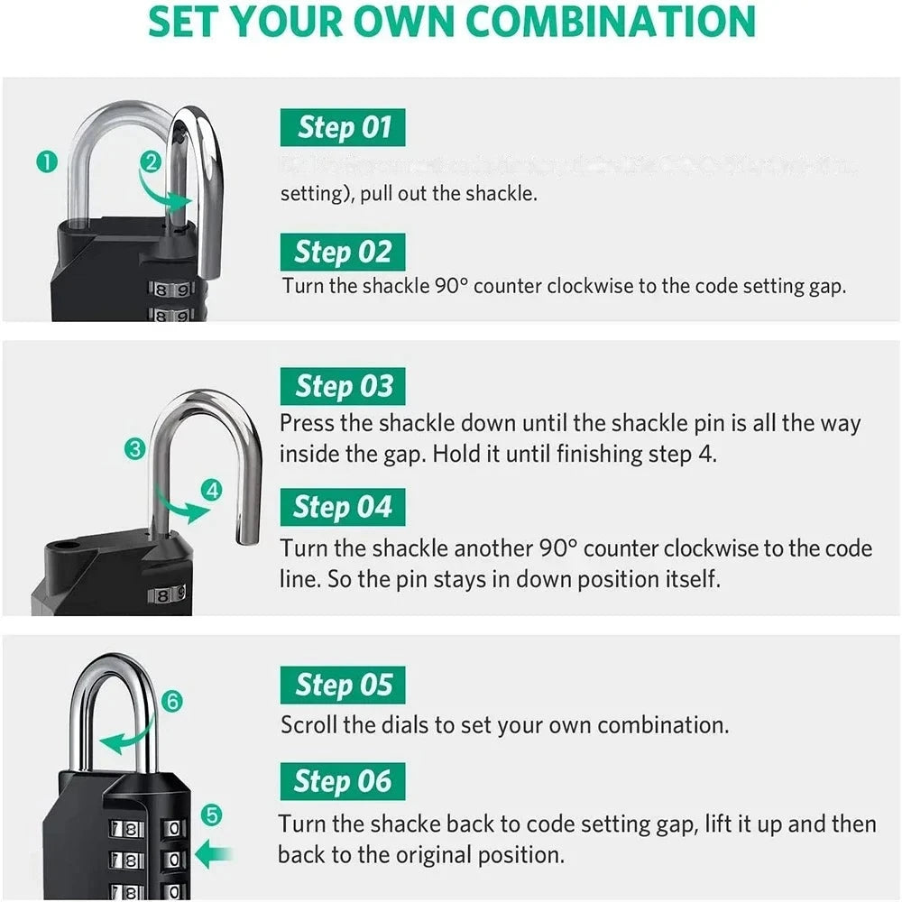 4-Digit Resettable Combination Padlock – Waterproof Heavy Duty