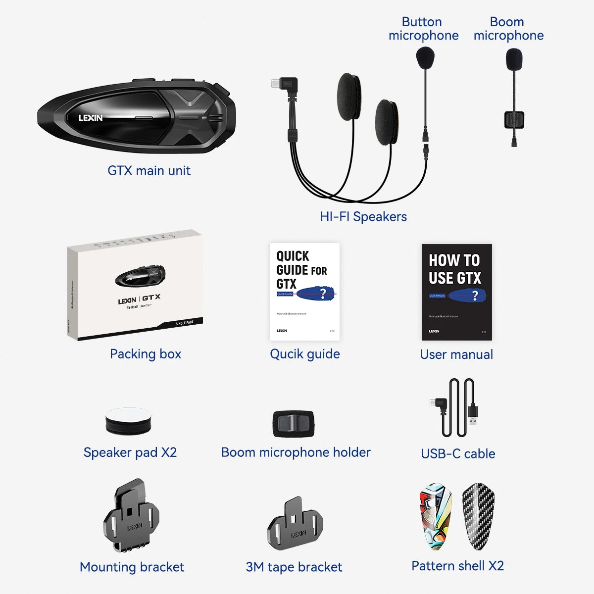 Lexin GTX Motorcycle Bluetooth Intercom, 10 Riders 2000m - image 32