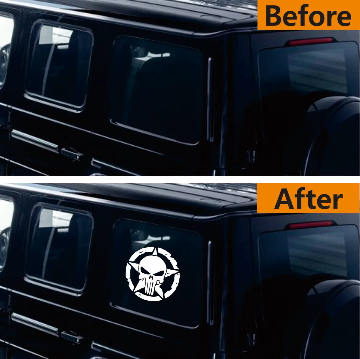 Distressed Army Star Skull Vinyl Decal for Jeep Wrangler and 4x4