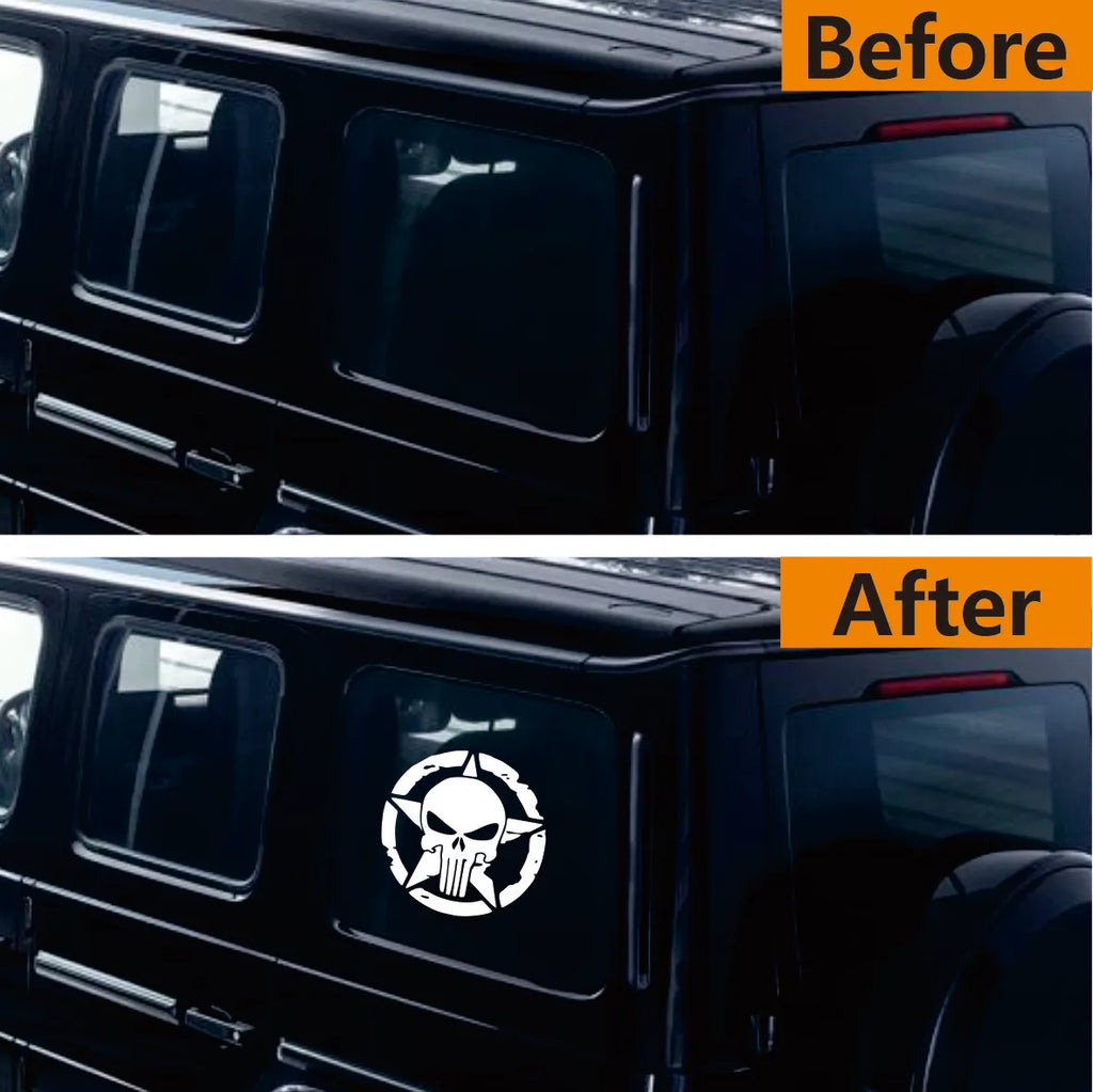 Distressed Army Star Skull Vinyl Decal for Jeep Wrangler and 4x4
