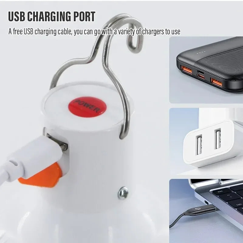Rechargeable USB LED Camping Light Camp Rechargeable Emergency LED Bulbs Waterproof Energy-saving Bulbs Hanging Work Light Tent