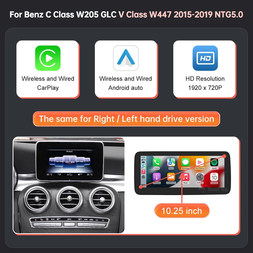 Wireless CarPlay & Android Auto Multimedia Screen for Mercedes 2015-2018 - image 7