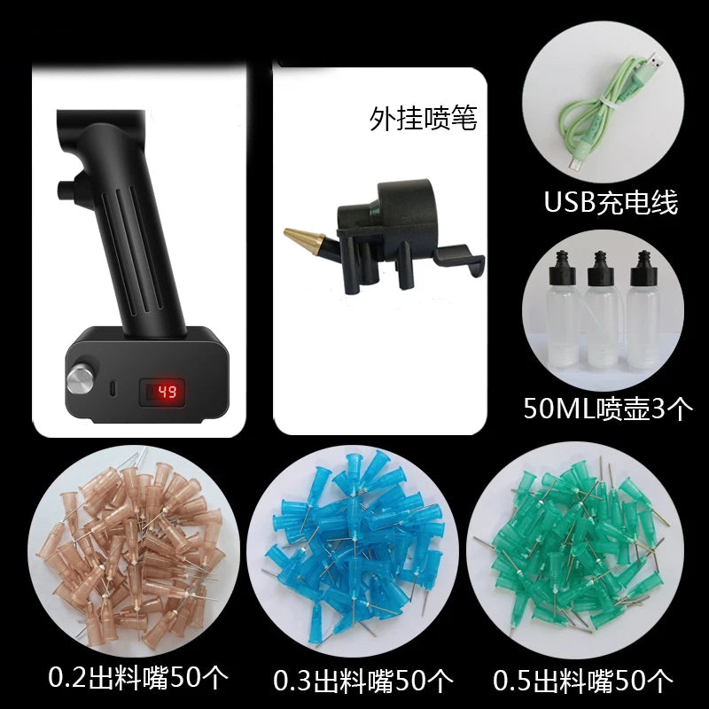 No-Clean Airbrush Kit Rechargeable Cordless Quick Spray Portable Tools for Model Painting Furniture Restoration
