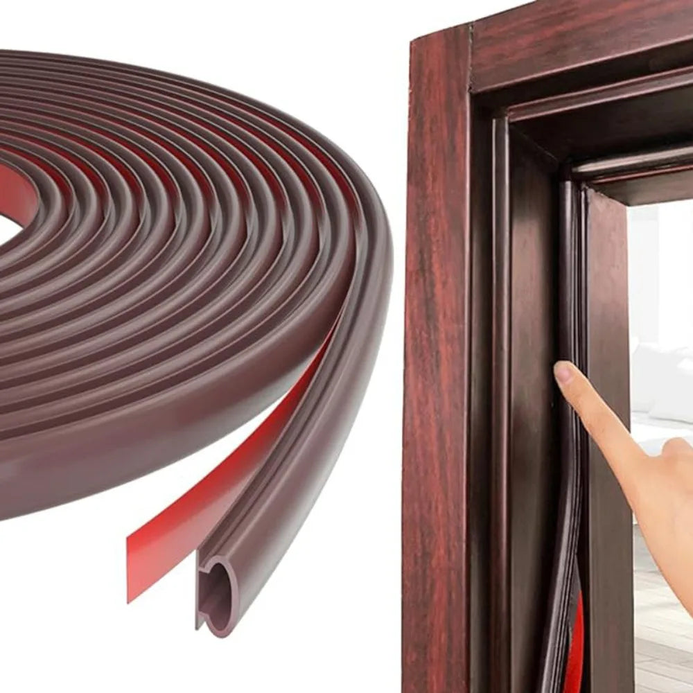 D-Shape Soundproof Weather Stripping, 6m – Self-Adhesive Door Seal