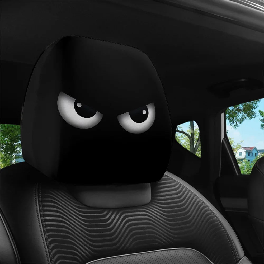 Funny Cartoon Print Car Headrest Covers, Set of 2