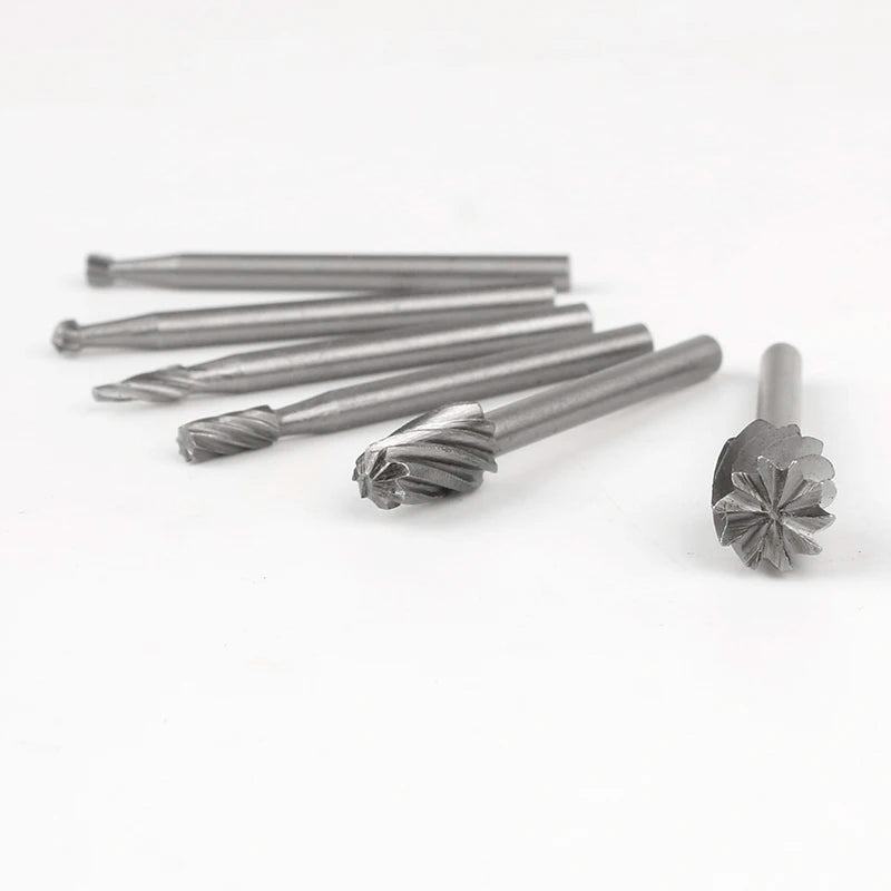 6/10pcs Set HSS Routing Router Drill Bits Set for Carbide Rotary Burrs Tools Wood Stone Metal Root Carving Milling Cutter