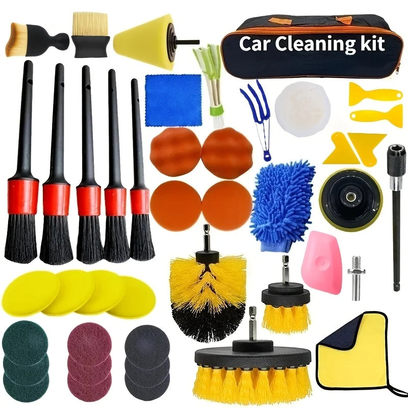 Car Cleaning Kit with Drill Brush Set, Vent Brushes and Towel - view 28