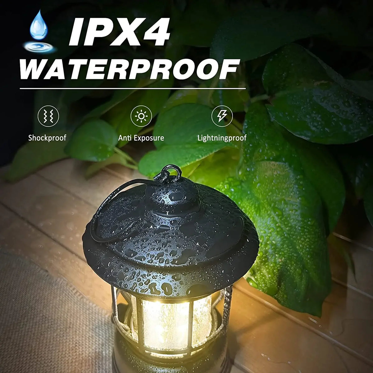 Rechargeable COB Camping Lantern with Stepless Dimming, Waterproof