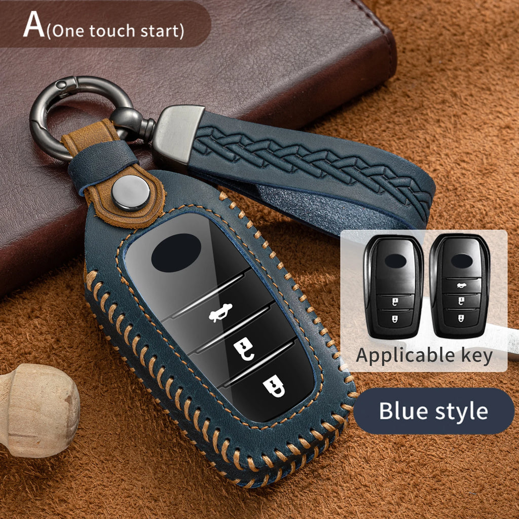 Leather Car Key Case for Toyota CHR Hilux Fortuner Key Fob Cover - image 12