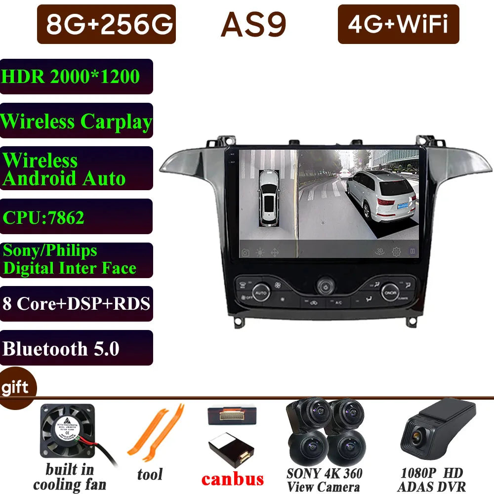 Ford S-Max Galaxy 2006-2015 9 Inch CarPlay Android Auto Player - image 13