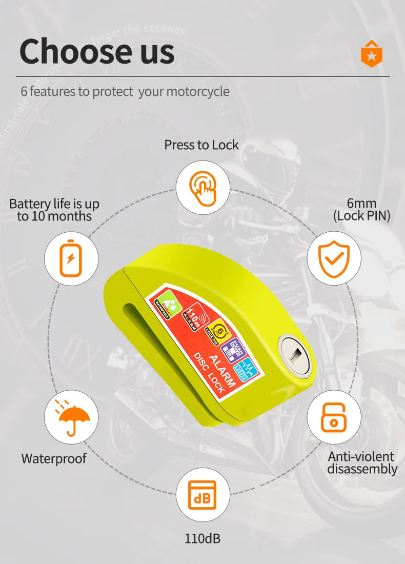 Aluminum Disc Lock Alarm for Motorcycles & Bicycles - image 9