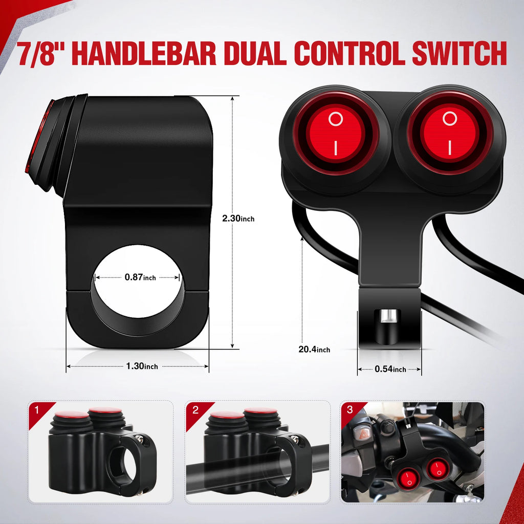 Nilight Dual Push-Button Handlebar Switch, 12V Waterproof - image 2