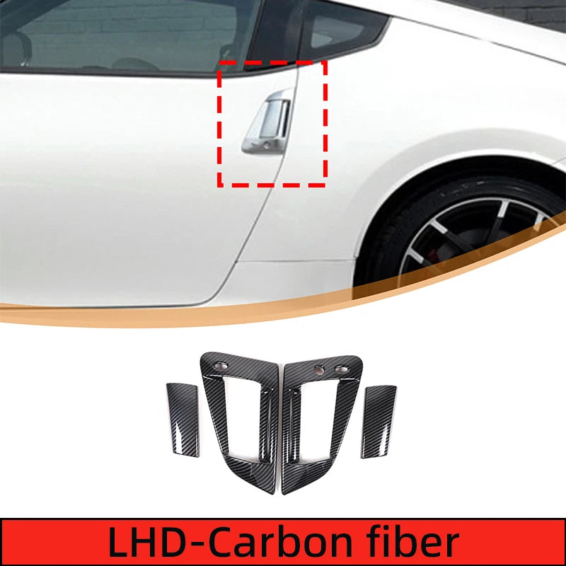 Carbon Fiber Style Door Handle Frame Trim for 370Z 2009-2020 (4-Pack)