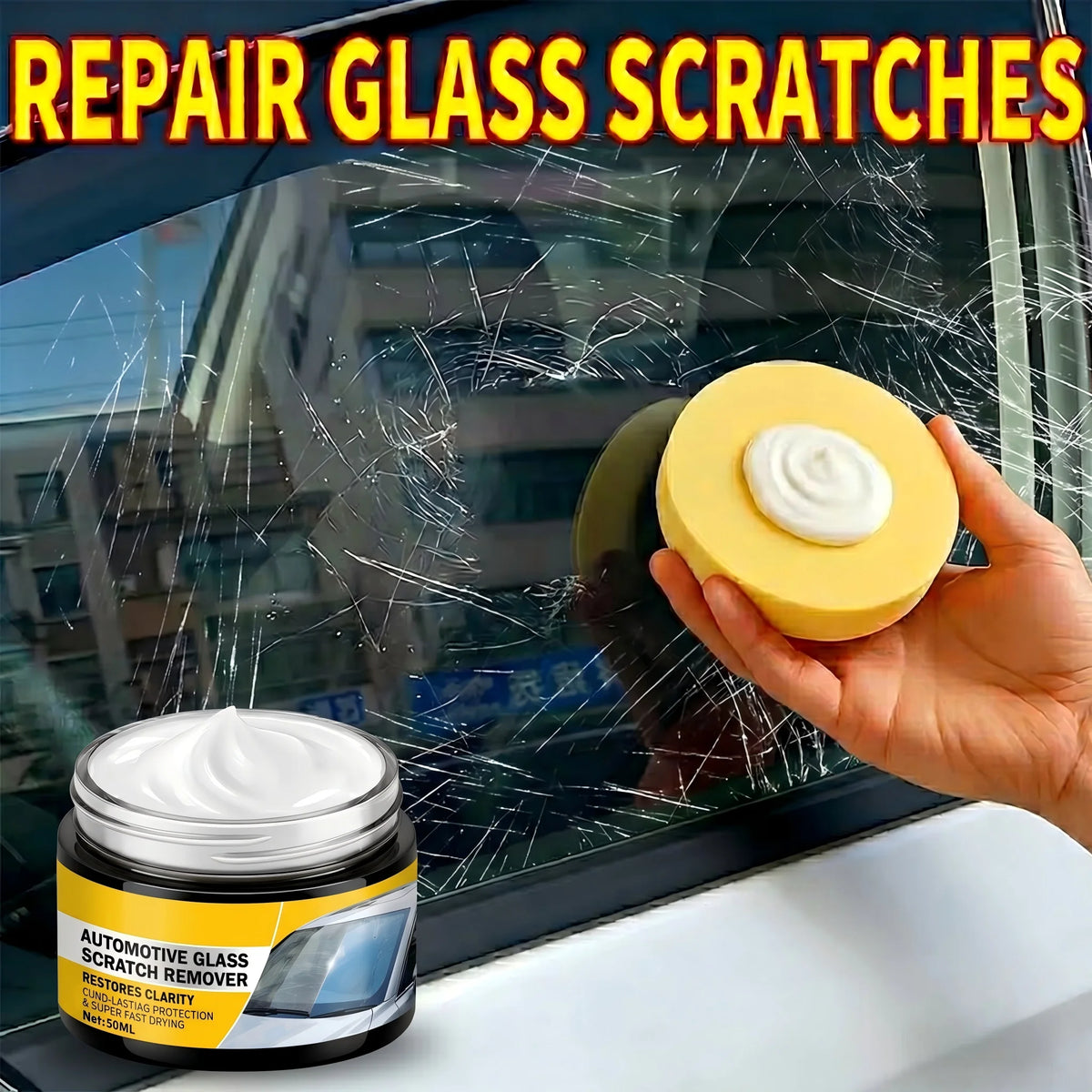 Car Glass Polish & Scratch Remover - Restores Clarity (30g)