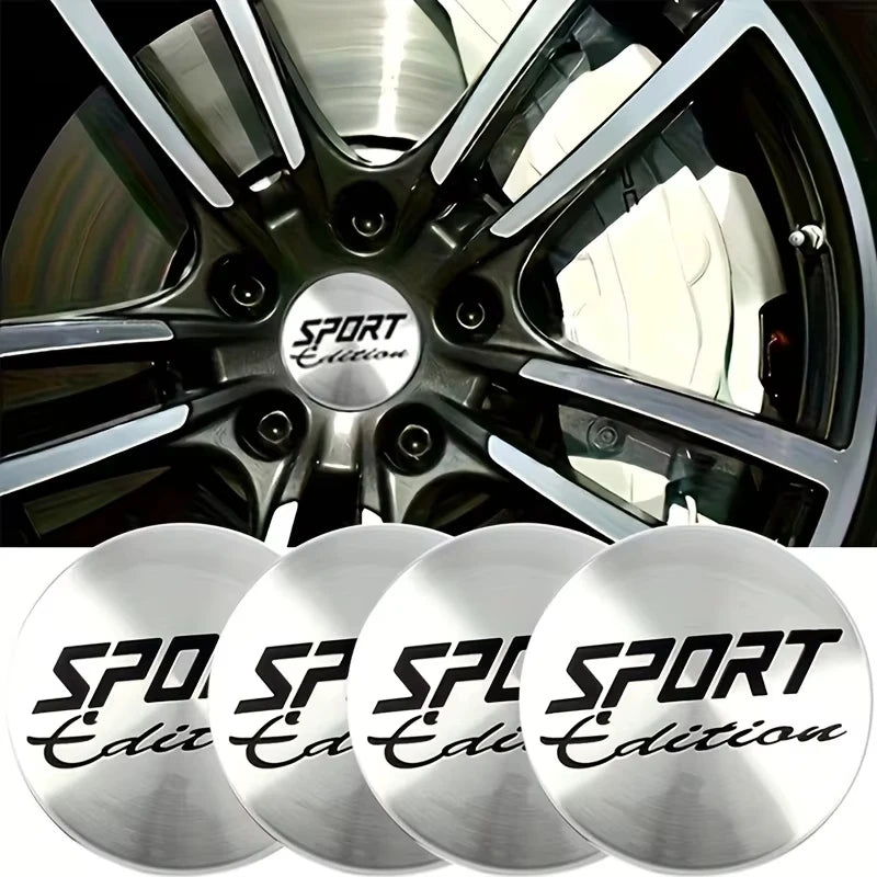 Sports Badge Wheel Center Caps, 56/60mm Universal 4-Pack - image 2