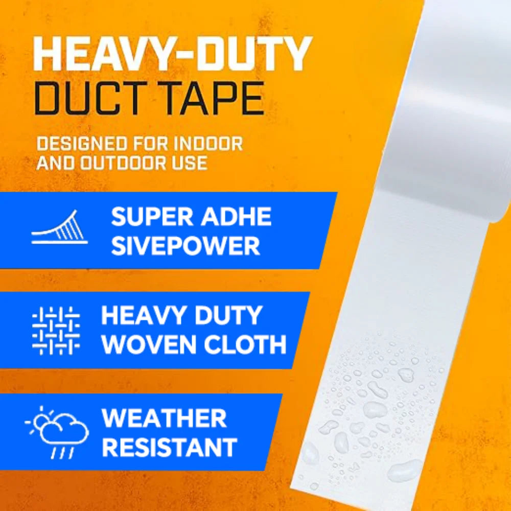 White Heavy-Duty Waterproof Duct Tape – No Residue