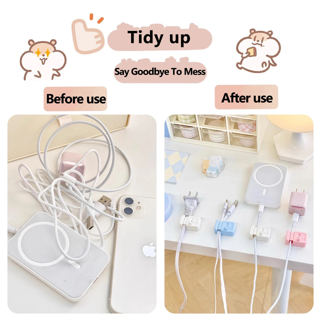 No-Drill Desk Edge Cable Clip Organizer