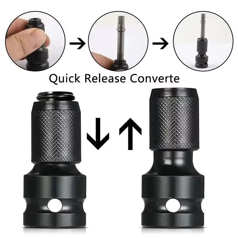 Drill Chuck Converter Socket Adapter Hex Shank 1/2"Drive To 1/4" Impact Drilling Bits Driver Quick Load Adapter For Power Tools