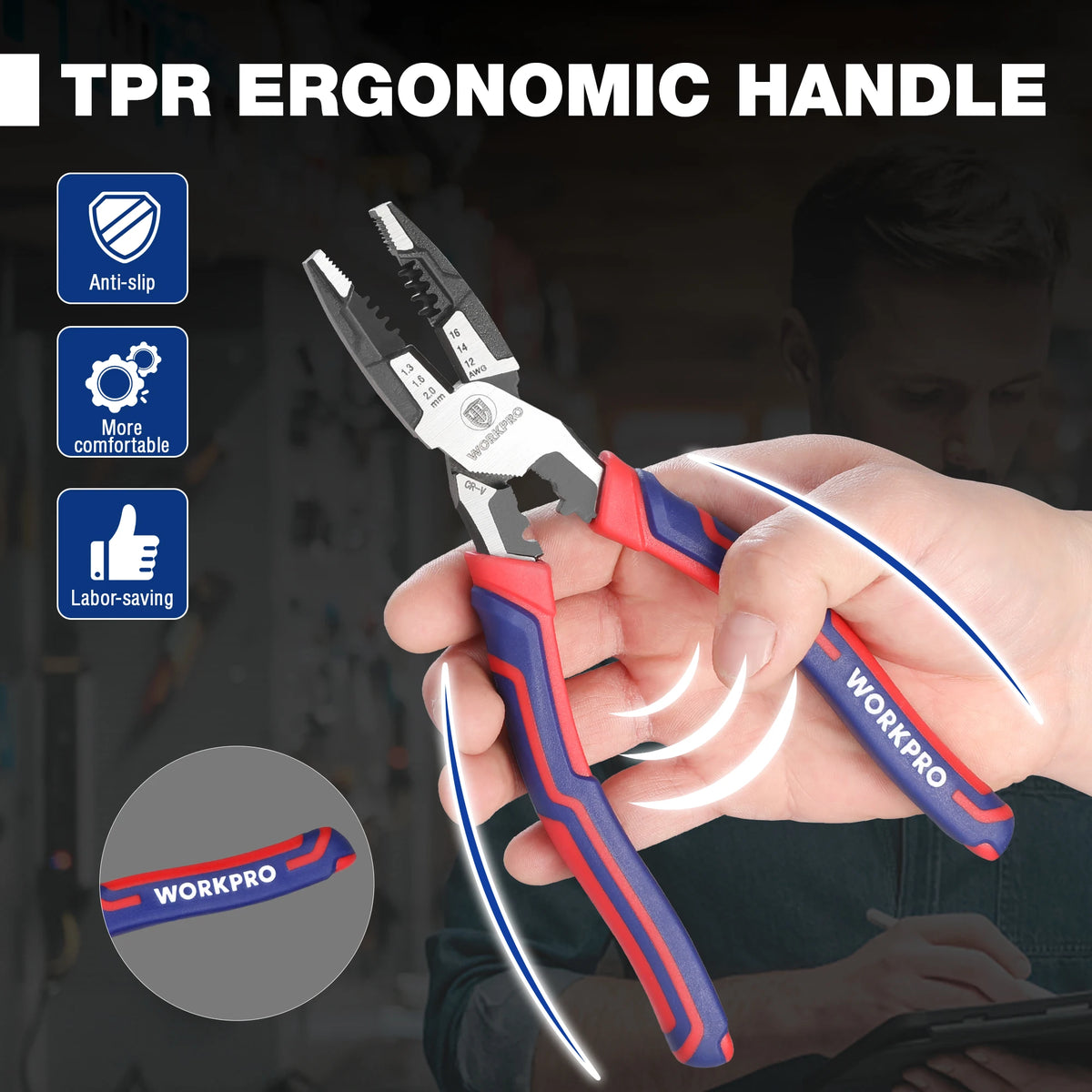 WORKPRO 8-in Linesman Pliers with Wire Cutter & Stripper, CRV Steel - image 11