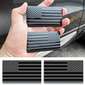 Matte Black 3D American Flag Metal Stickers for Car and Truck, Pair