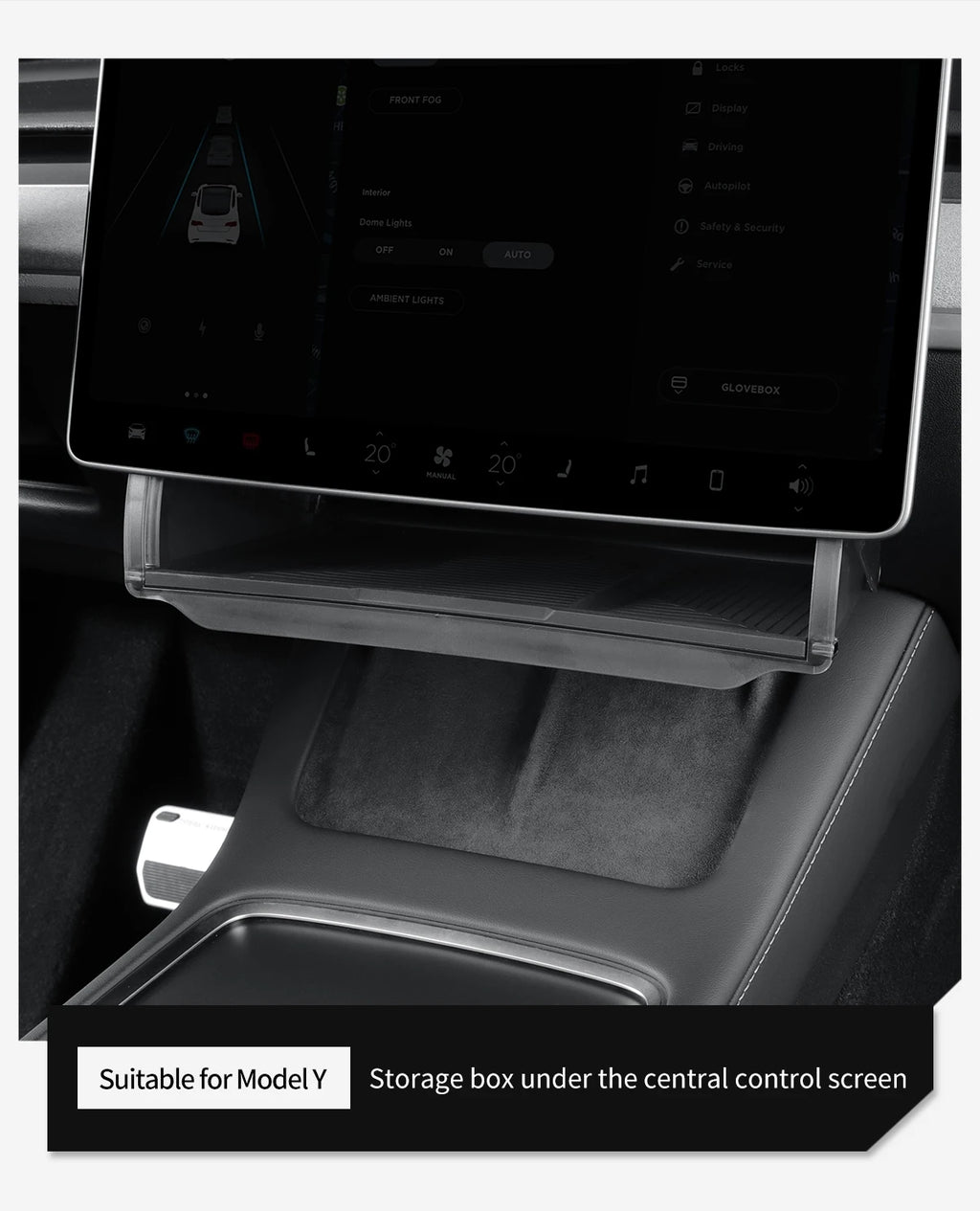 Under Screen Hidden Storage Box for Tesla Model Y 2024