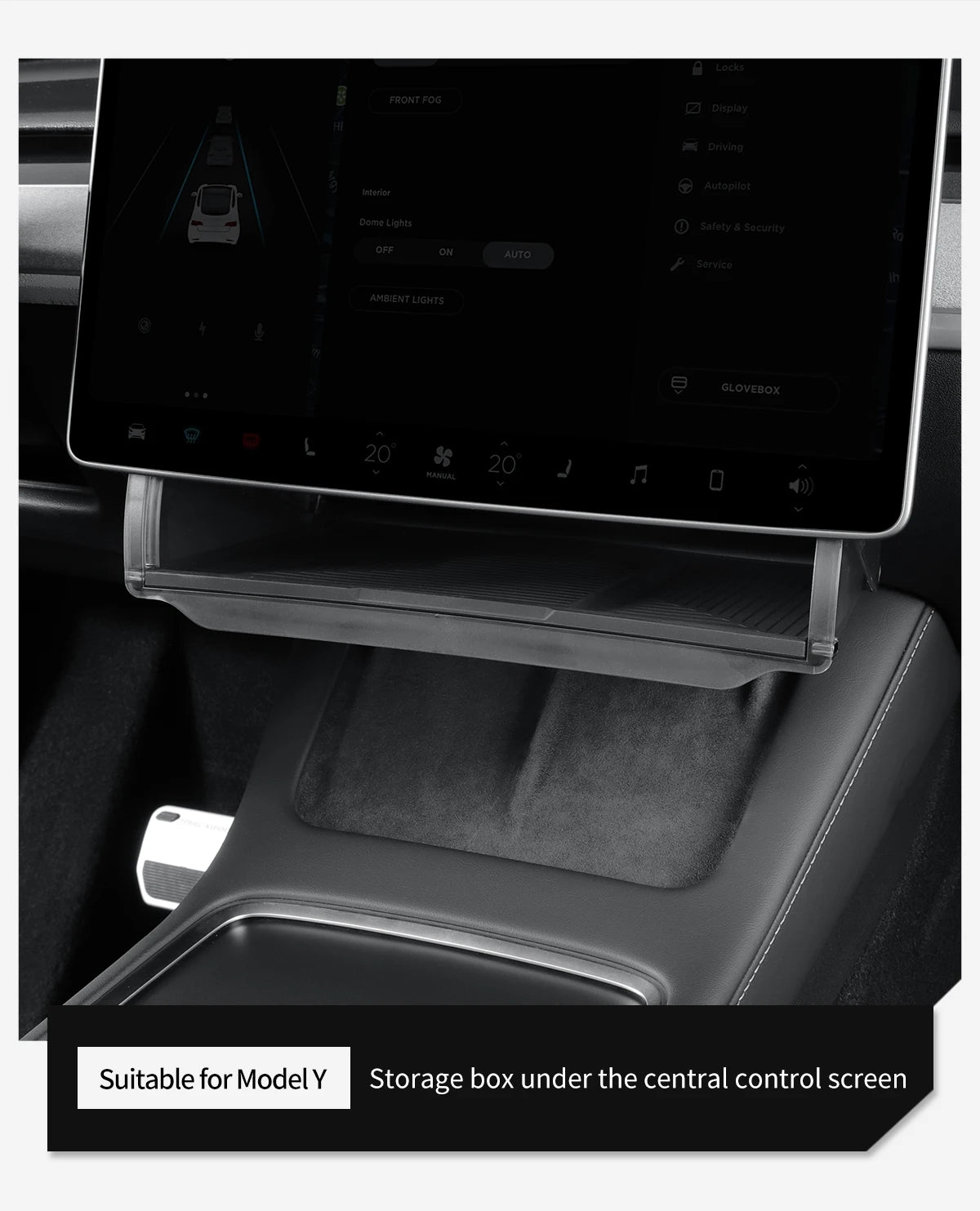 Under Screen Hidden Storage Box for Tesla Model Y 2024