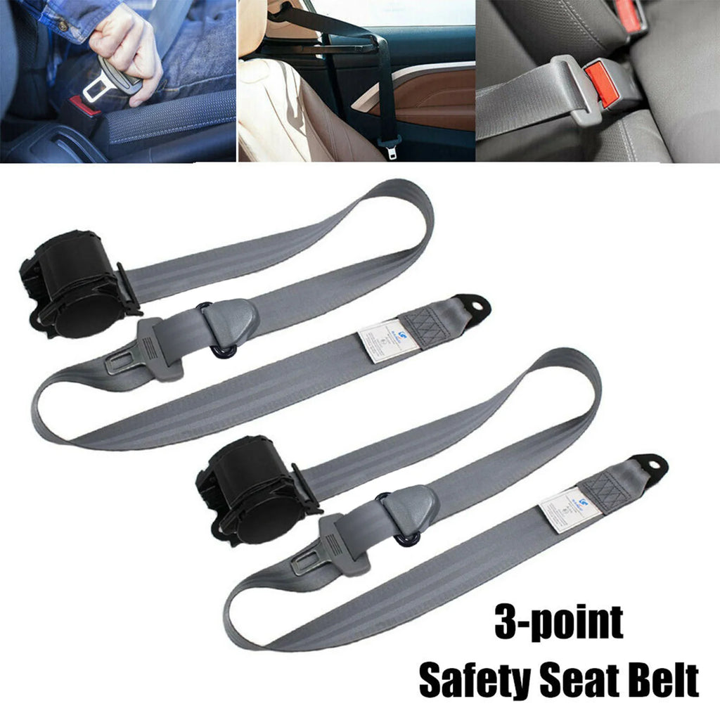 Retractable 3-Point Seat Belt Kit for Sedan, Truck & Van (Grey) - image 8