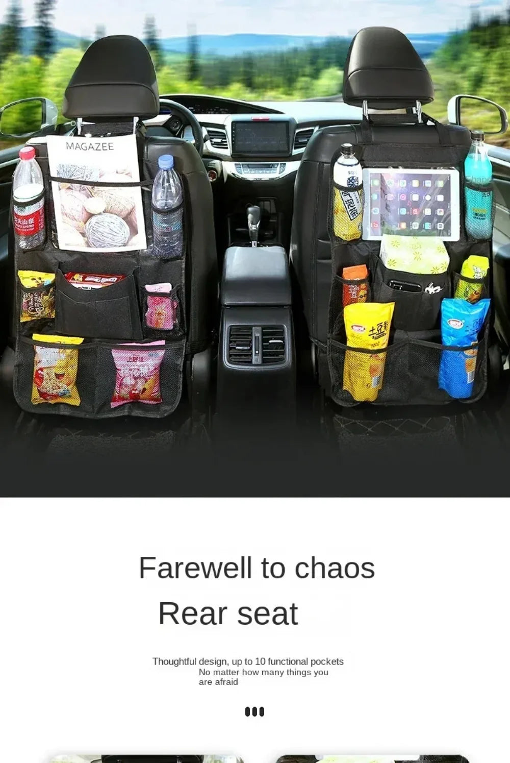 Car Backseat Organizer with Tablet Holder, 1 or 2 pcs