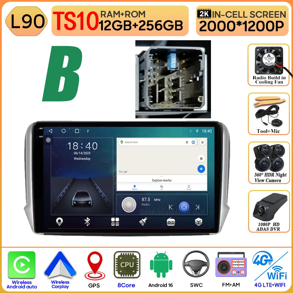 Peugeot 2008/208 10" Android 16 GPS Navigation Stereo (2012-2018) - image 7
