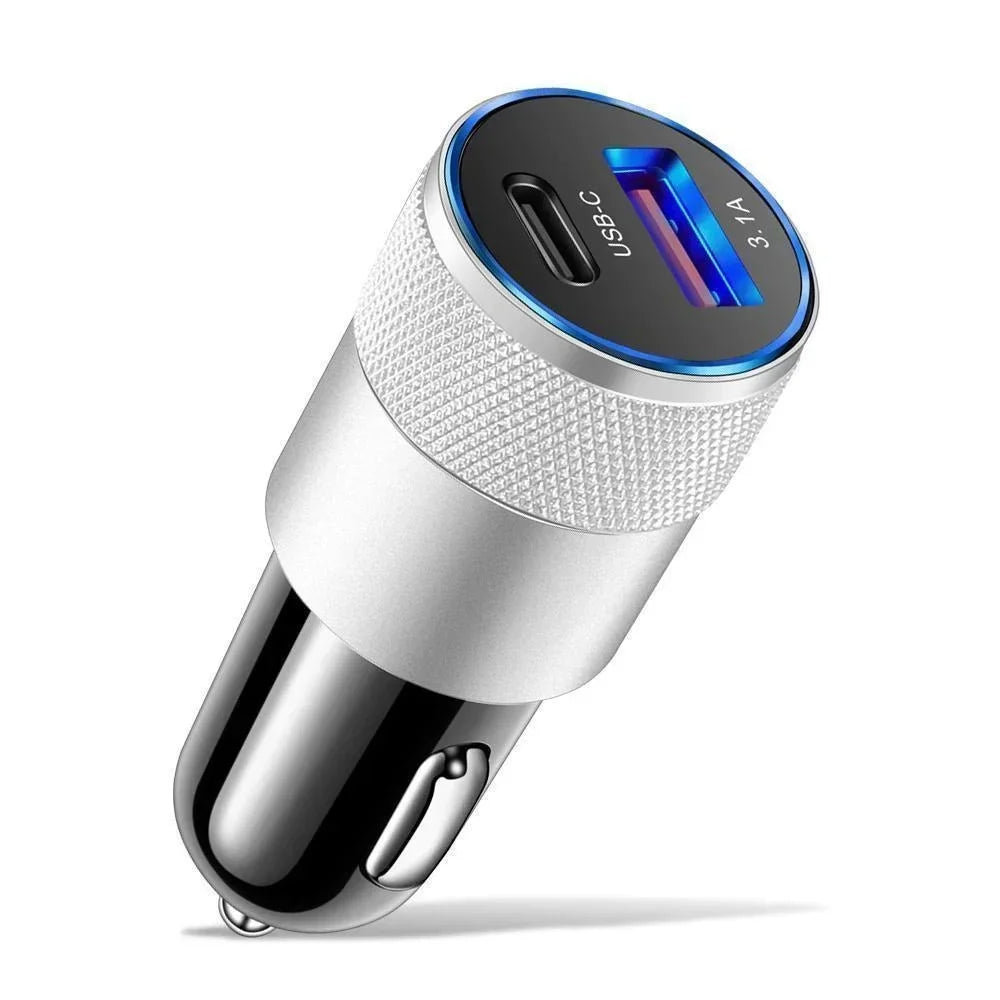 Dual-Port USB C PD Car Charger Adapter, 3.1A