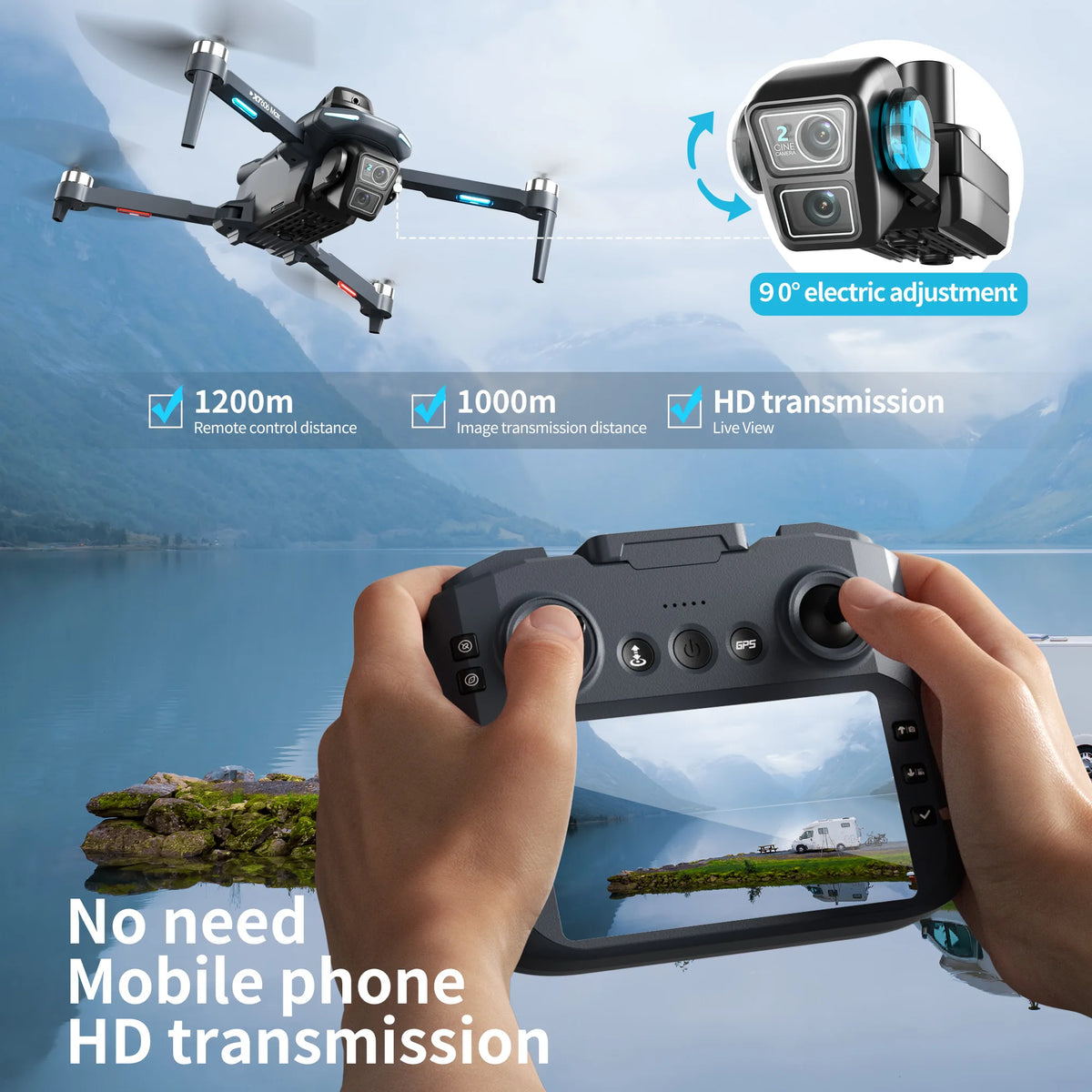 Lenovo XT606 4K GPS Drone Dual Camera 3-Axis Gimbal Brushless - image 3