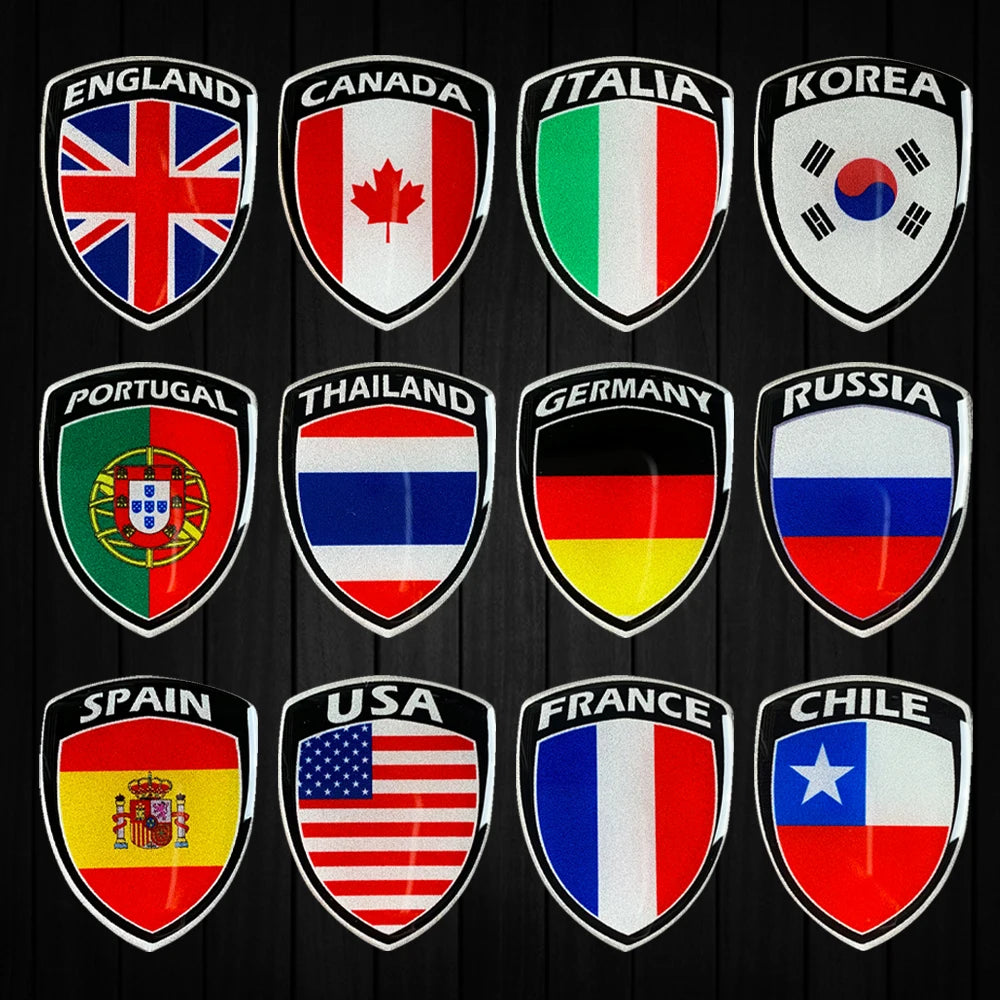3D Reflective Epoxy National Flag Decals for Motorcycles and Helmets