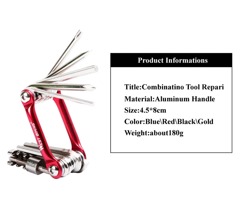 WEST BIKING 11 in 1 Bicycle Repair Tool Multifunction Bicycle Repair Set MTB Road Bike Repair Tools Kit Wrench Screwdriver