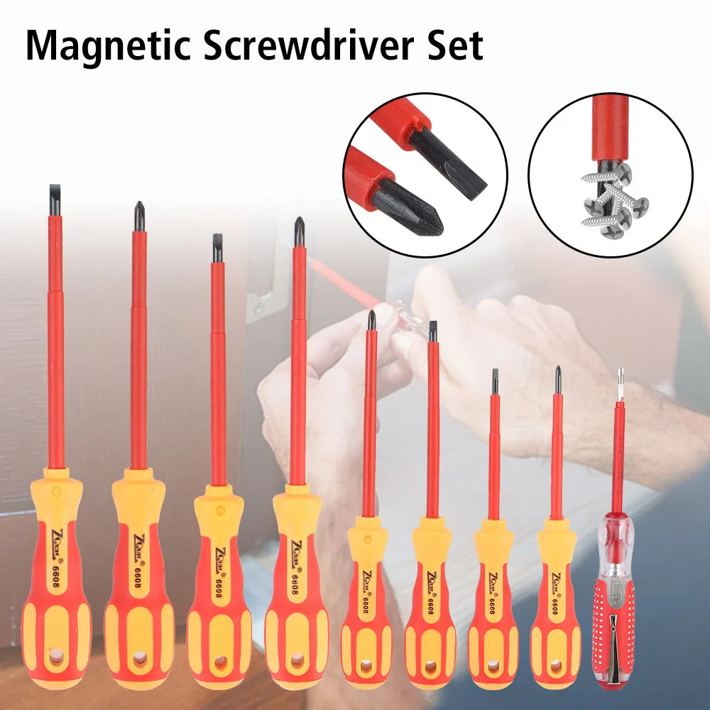 Electrician Magnetic Insulated Screwdriver Set - Phillips & Slotted - image 3