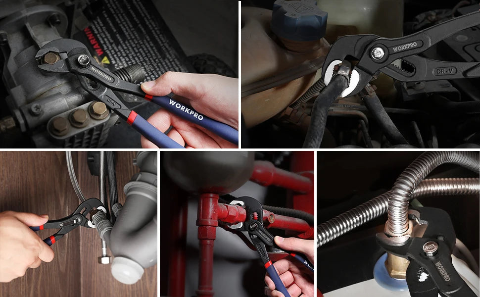 WORKPRO 2PC Water Pump Pliers 7" & 10" Adjustable Groove Joint Pliers - image 11